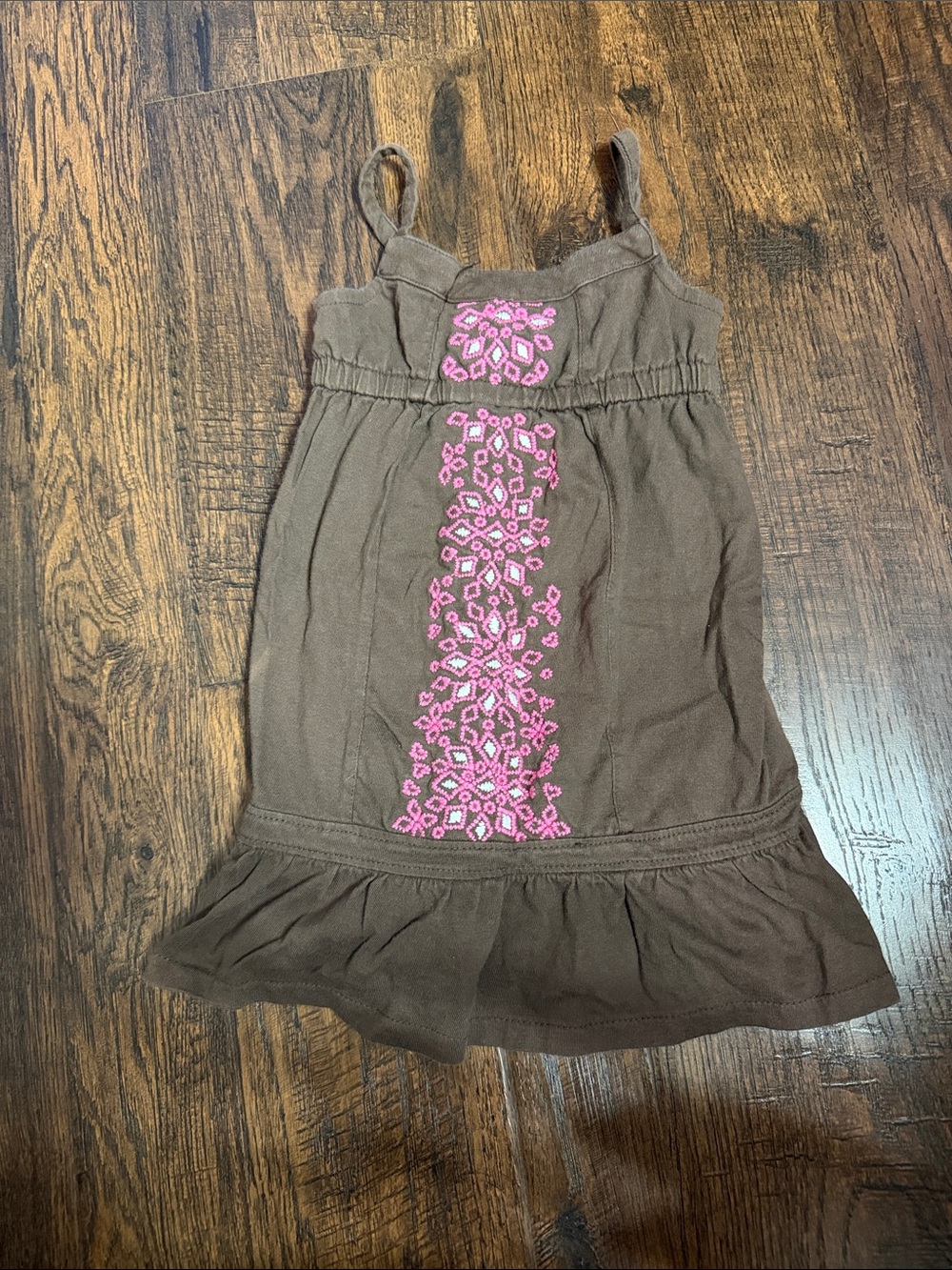 Old Navy Brown Dress with Pink Embroidery